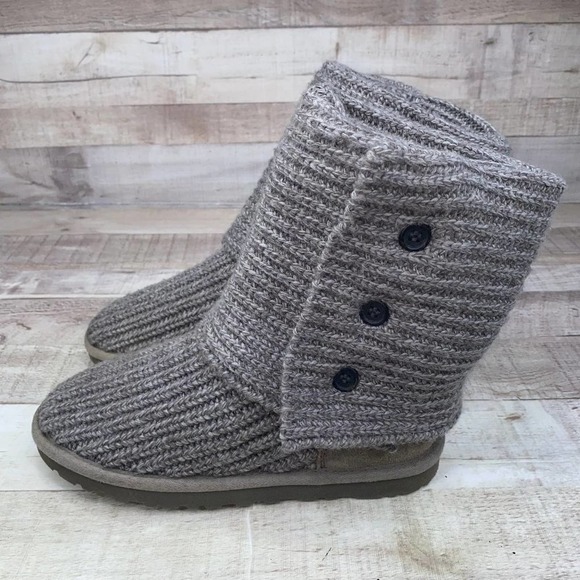 UGG Australia Womens Gray S/N 5819 Mid Calf Knitted Winter Boots Size US 6 - Picture 5 of 11